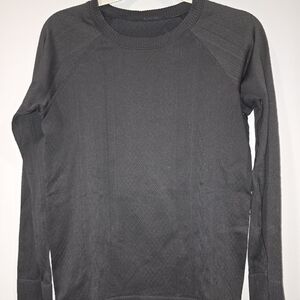 Lululemon Rest Less Pullover Black Embossed Diamond Long Sleeve Size 8 EUC L2
